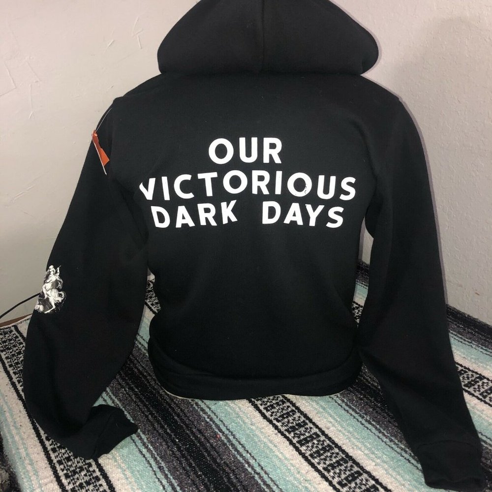 American Apparel Our Victorious Dark Days Medium Flex Fleece Zip Up Hoodie Black